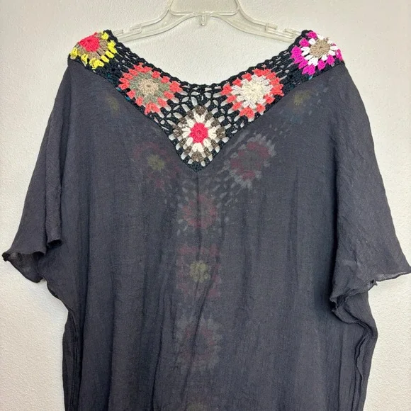 India Boutique Crochet Granny Square Womens One Size Black Boho Swimsuit Cover - Picture 9 of 11
